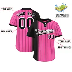 Black Pink Gradient Stripe Two-Button Softball Jersey 2