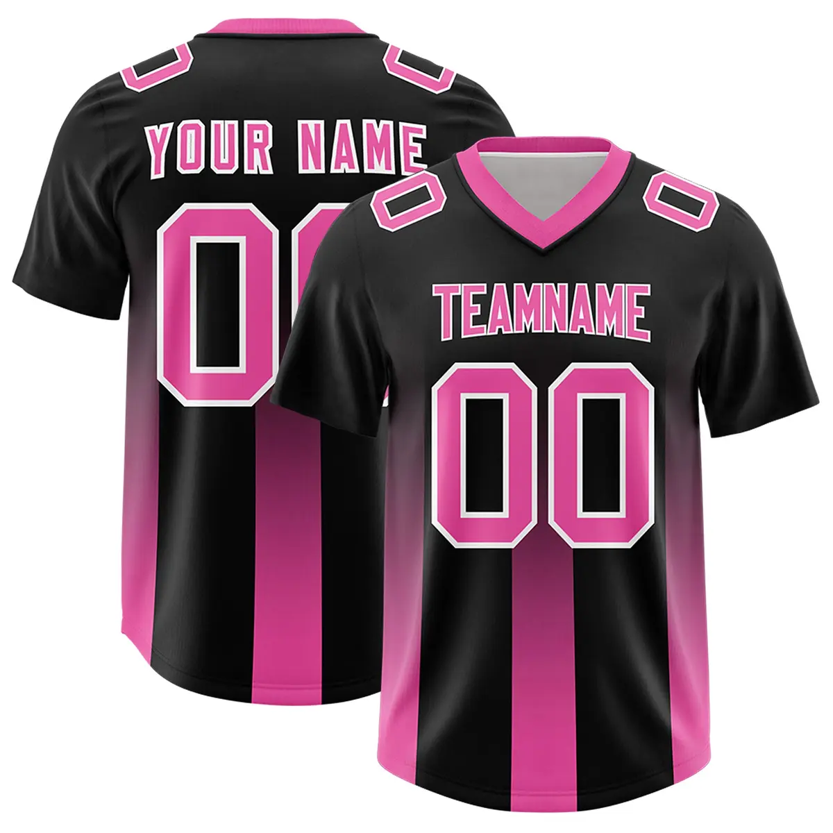 Black Pink Gradient Vertical Stripe Team Football Jersey