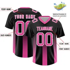 Black Pink Gradient Vertical Stripe Team Football Jersey 2