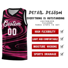 Black Pink Graffiti Fluids Basketball Uniform Jersey Sets 2