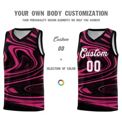 Black Pink Graffiti Fluids Basketball Uniform Jersey Sets 3