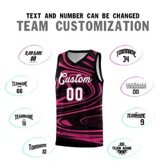 Black Pink Graffiti Fluids Basketball Uniform Jersey Sets 4