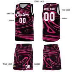 Black Pink Graffiti Fluids Basketball Uniform Jersey Sets 5