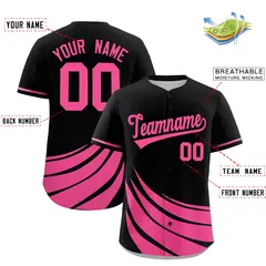 Black Pink Graffiti Wind Mark Pattern Baseball Jersey 2