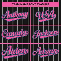 Black Pink-Gray Stripe Full Button Baseball Jersey 5