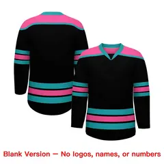 Black Pink Ice Cream Helmet Pattern V-Neck Hockey Jersey 7
