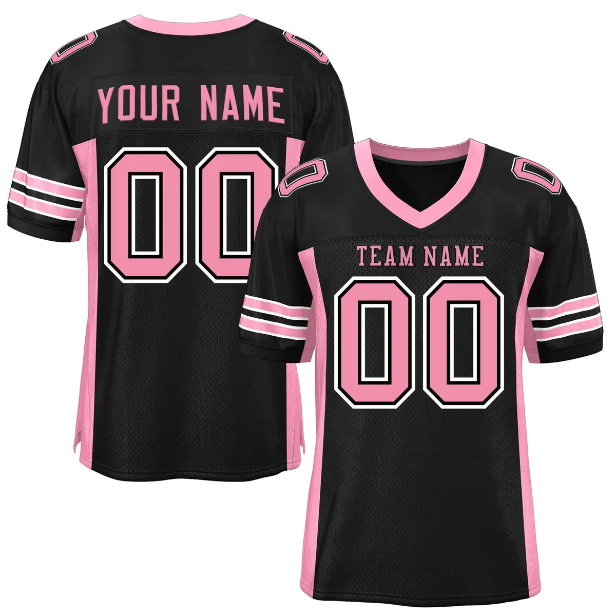 Black Pink Insert Color Mesh Football Jersey