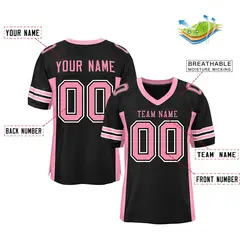 Black Pink Insert Color Mesh Football Jersey 2