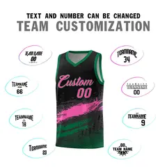 Black Pink Kelly Green Graffiti Pattern Basketball Jersey 4