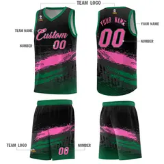 Black Pink Kelly Green Graffiti Pattern Basketball Jersey 5