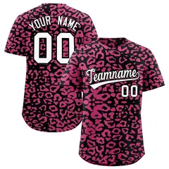 Black Pink Leopard Print Baseball Jersey