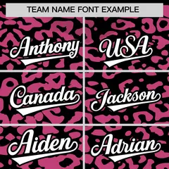 Black Pink Leopard Print Baseball Jersey 3