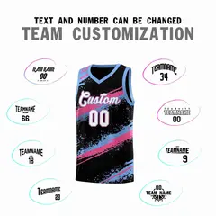 Black Pink Light Blue Reversible Stellar Strike Series Basketball Jersey 2