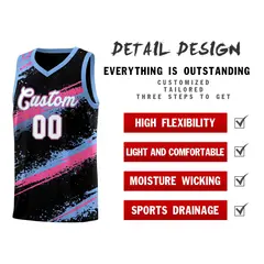 Black Pink Light Blue Reversible Stellar Strike Series Basketball Jersey 3