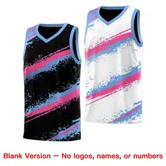 Black Pink Light Blue Reversible Stellar Strike Series Basketball Jersey 7