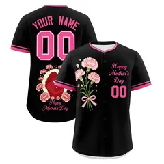 Black Pink Mother's Day Baseball Jersey