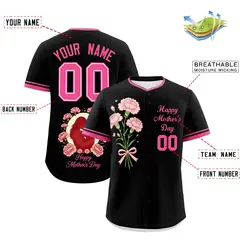 Black Pink Mother's Day Baseball Jersey 2