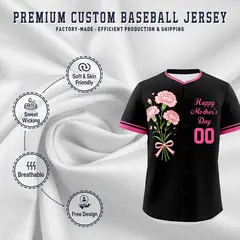 Black Pink Mother's Day Baseball Jersey 3
