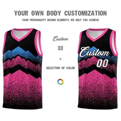 Black Pink Mountain Fade Gradient Fashion Basketball Jersey 3