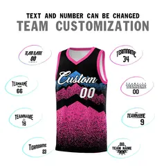 Black Pink Mountain Fade Gradient Fashion Basketball Jersey 4