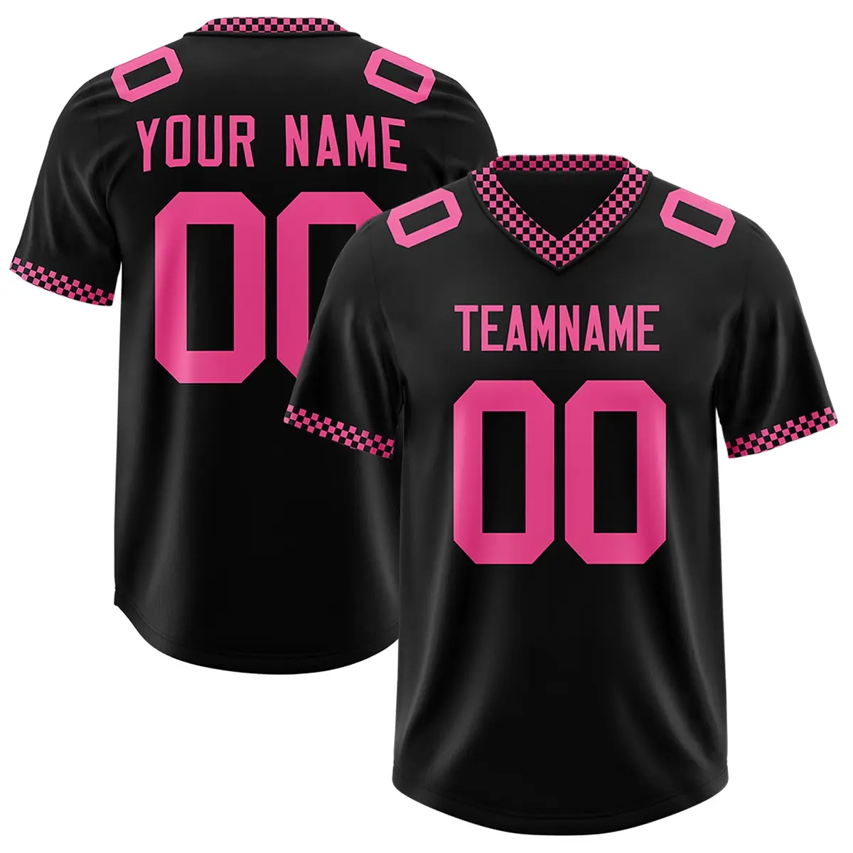 Black Pink Neckline Square Classic Authentic Football Jersey