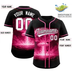 Black Pink Nuclear Blast Graffiti Full Button Baseball Jersey 2