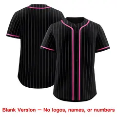 Black Pink Pinstripe Authentic Baseball Jersey 7