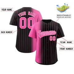 Black Pink Pinstripe Gradient Baseball Jersey 2