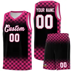 Black Pink Plaid Basketball Jersey for Teams 1