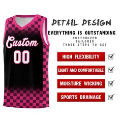 Black Pink Plaid Basketball Jersey for Teams 2