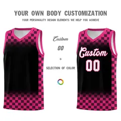 Black Pink Plaid Basketball Jersey for Teams 3