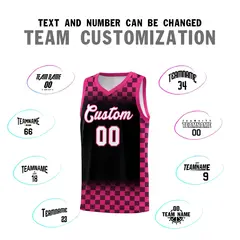 Black Pink Plaid Basketball Jersey for Teams 4