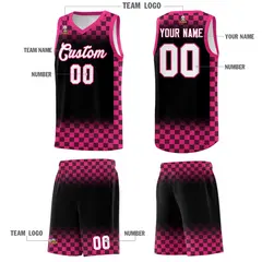 Black Pink Plaid Basketball Jersey for Teams 5