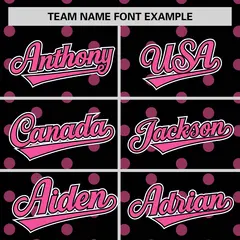 Black Pink Polka Dot Graffiti Authentic Baseball Jersey 3