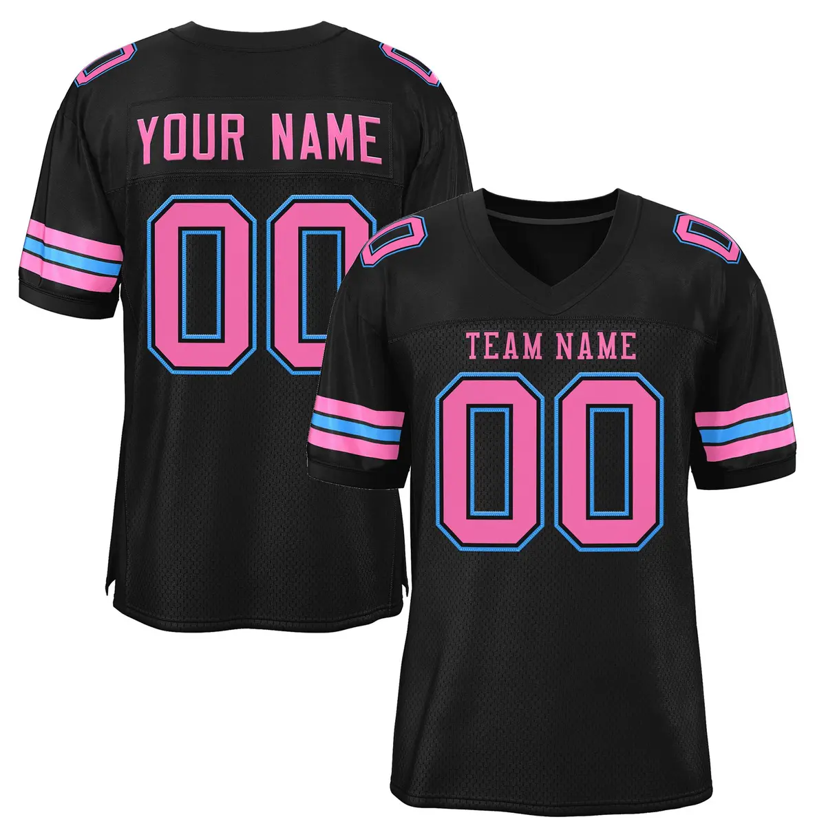 Black Pink-Powder Blue Classic Authentic Football Jersey
