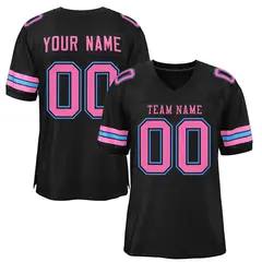 Black Pink-Powder Blue Classic Authentic Football Jersey