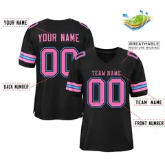 Black Pink-Powder Blue Classic Authentic Football Jersey 2
