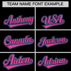Black Pink Powder Blue Sleeve Flag Lace Baseball Jersey 3