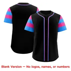 Black Pink Powder Blue Sleeve Flag Lace Baseball Jersey 7