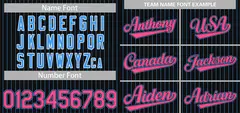 Black Pink-Powder Blue Stripe Fashion Baseball Jersey 3