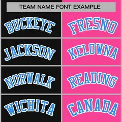 Black Pink-Powder Blue Two Tone Split Varsity Full-Snap Letterman Jacket 5