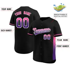 Black Pink-Purple Gradient Side Baseball Jersey 2
