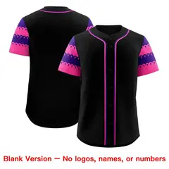 Black Pink Purple Sleeve Flag Lace Baseball Jersey 7