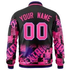 Black Pink-Purple Street Graffiti Varsity Letterman Jacket 4