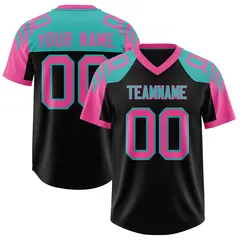 Black Pink Raglan Authentic Football Jersey 1
