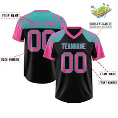 Black Pink Raglan Authentic Football Jersey 2