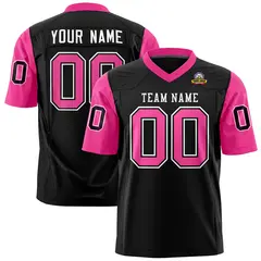 Black Pink Raglan Sleeves Authentic Football Jersey