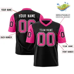 Black Pink Raglan Sleeves Authentic Football Jersey 2