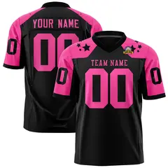 Black Pink Shoulder Star Pattern Flag Football Jersey