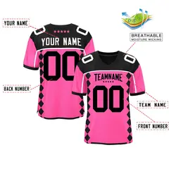 Black Pink Side Blocks Raglan Authentic Football Jersey 2